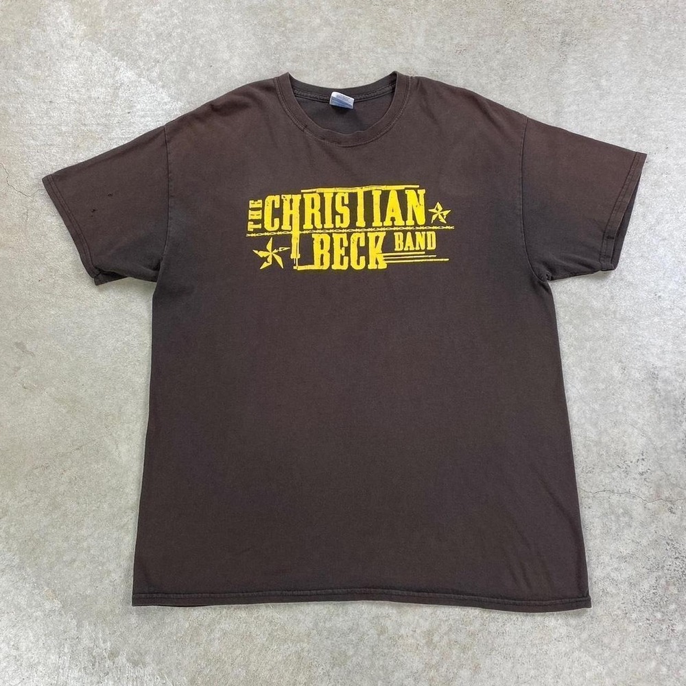 Vintage The Christian Beck Band Shirt Size Large Brown Dirt Country Rock Music